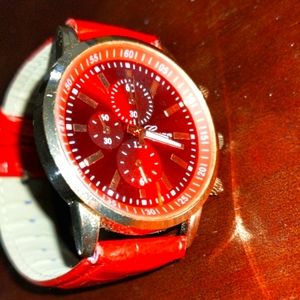 Generic Stainless Steel Watch (Red)